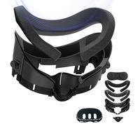 GEEKERA Interface faciale confortable compatible avec Meta Quest 3 Face Cover Pad avec boutons réglables, avec coussinet de visage en PU et tissu en coton glacé, coque en silicone Quest 3, accessoire