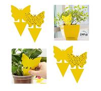 GeekerChip 24pcs Plug-in Pièges à Insectes Pièges Engluées Autocollants Colle Double,Contre Les pucerons moustiques,Les Mouches des Feuilles,idéal pour Jardin Plante Fleur Fruits