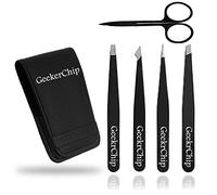 GeekerChip 5 Pcs pince a epiler,Professionnelle Acier Inoxydable Ciseaux,professionnelle pour Sourcils,Idéal pour L'épilation du Visage,pour votre routine quotidienne de beauté