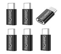 GeekerChip Adaptateur USB C[6Pièces],Adaptateur USB C vers Micro USB Connecteur Type C Male vers Micro USB Femelle pour P20/30,Honor 10/20,Xiaomi 9/9Pro Autres Smartphones(Noir)