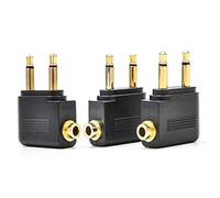GeekerChip Avion Adaptateur[3 pièces],Aircraft Plug Adaptateur Audio Avion Adaptateur pour Prise Jack stéréo 3,5 mm Casques,Noir