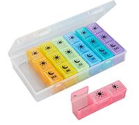 GeekerChip Boîte à pilules hebdomadaire 7 jours,boîte à pilules hebdomadaire espagnole 3 coups Grand distributeur de comprimés 7 jours Boîte à pilules de voyage,Boîte à pilules de voyage(Espanol)