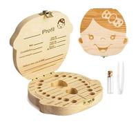 GeekerChip boîte pour dents de lait(fille) cadeau pour enfants en bois de souvenir,boîte en bois pour ranger les dents[Version française]