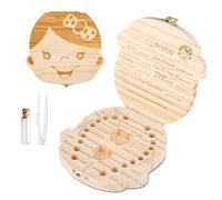 GeekerChip boîte pour dents de lait(fille),cadeau pour enfants en bois de souvenir, boîte en bois pour ranger les dents [ Version italienne]