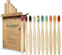 GeekerChip Brosses à Dents en Bambou,Lot de 10 Brosses à Dents à Poils Souples en Bambou,Poils Doux Naturels,pour la famille, les voyages
