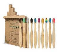 GeekerChip Brosses à Dents en Bambou Pour Enfants,Lot de 10 Brosses à Dents à Poils Souples en Bambou,Poils Doux Naturels,pour la famille, les voyages