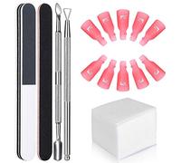 GeekerChip Dissolvant d'ongles Outil ensemble,10x orteils Nail Clips,100x Clou Coton Pads,1x coupe-cuticules,1x curetta,2x limes à ongles