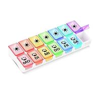 GeekerChip Pilulier 7 Jours 2 Compartiments,Pilulier 7 Jours Médicament,Matin Soir 14 Compartiments Pilulier Distributeur de Médicaments (Version Allemande)