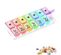 GeekerChip Pilulier Semainier Italie Matin et Soir,Piluliers Medicaments 7 Jours 14 Compartiments,Pilulier Hebdomadaire 2 Fois,Facile à Ouvrir(Multicolore)