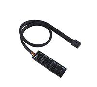 GeekerChip PWM Fan Hub,Fan Hub,Hub for 4-pin PWM Fans,6 Voies Noir tressé câble d'alimentation de Ventilate,CPU/Housing Adapter pour Multiple Power Connector Fans