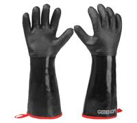 GEEKHOM Gants de barbecue, 45,7 cm, 500 ℃, résistants à la chaleur, imperméables, résistants à l'huile, gants isolants à manches longues pour griller, fumoir, cuisine, barbecue, friteuse à dinde, four