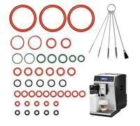 GEEKHOM Lot de 45 joints toriques - Pour machine à café Delonghi ESAM/ECAM/ETAM - 11 variantes + 5 brosses de nettoyage - Pour unité d'infusion - Bloc thermique - Mousseur à lait - Accessoires