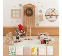 GEEKHOM Lot de 65 accessoires de porte de lutin de Noël - Accessoires de lutin avec lettres de lutin - chantier de construction - Pochoir - Kit complet de lutin de Noël pour enfants - Kit de démarrage