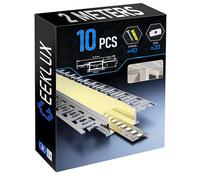 GEEKLUX 10× profile alu pour ruban LED 2M - 64,2 × 13,8 mm profilés en aluminium, convient aux bandes LED max 20 mm, profilé LED encastrable pour intérieure maison, profilé aluminium avec diffuseur