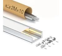 GEEKLUX 10 x Profilé LED 2 m (20 m), Compatible avec Ruban led jusqu'à 12 mm, 17,4 x 7 mm, Profilé Aluminium avec Diffuseur PC, Rail LED Incaissé avec Clip, Capuchons et Vis, Pour Plafond et Encastrée