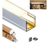 GEEKLUX 10 x Profilé LED Aluminium pour Ruban LED 2 m (10 m) (Profilé aluminium LED-U-20 x 20 mm, 5 x 2m(Total 10m))