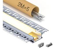 GEEKLUX 10 x Profilé LED Aluminium pour Ruban LED 2 m (10 m) (Profilé encastrable LED-U-64,2 x 13,8 mm, 5 x 2m(Total 10m))