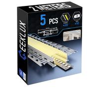 GEEKLUX 5× profile alu pour ruban LED 2M - 64,2 × 13,8 mm profilés en aluminium, convient aux bandes LED max 20 mm, profilé LED encastrable pour intérieure maison, profilé aluminium avec diffuseur