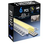 GEEKLUX 6×profile alu pour ruban LED 2M - 61,8 × 13,8 mm profilés en aluminium, convient aux bandes LED max 20 mm, profilé LED encastrable pour intérieure maison, profilé aluminium avec diffuseur