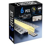 GEEKLUX 6× profile alu pour ruban LED 2M - 64,2 × 13,8 mm profilés en aluminium, convient aux bandes LED max 20 mm, profilé LED encastrable pour intérieure maison, profilé aluminium avec diffuseur