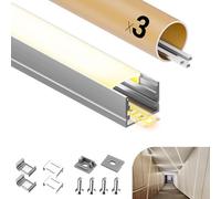 GEEKLUX Profile alu pour ruban led 2 m x 6 pièces (12 m) Canaux Led Profilés en Aluminium en Forme de U Max Bandes led 15mm, Couvercle Blanc Crème PC Diffuseur LED Metal Mounting Clips -2000x26,7x10mm