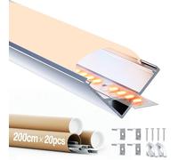 GEEKLUX Profilé Alu pour Ruban LED 20×2m, Profilé Led 45 Degrés en Forme de V et Rail led avec Diffuseur, Bandes led Jusqu'à 10 mm - Tailles 15.8 x 15.8 mm
