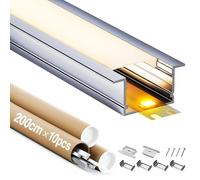 GEEKLUX Profilé Alu pour Ruban LED 2m (43 × 20mm) - 10 Pièces, avec Diffuseur LED, Idéal pour Rail LED et Profilé LED Encastrable, Compatible avec Rubans LED Jusqu’à 25mm (2m 10 Pièces)
