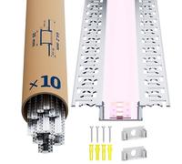 GEEKLUX Profilé Aluminium Encastrable pour Bandes LED 10 x 2M (Total 20M) Canal LED avec Diffuseur LED et Embouts pour Plaques de Plâtre et Cloisons Sèches