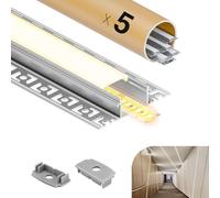 GEEKLUX Profilé Aluminium LED 5 x 2m, Profilé Led Encastrable pour Plaques de Plâtre, Profilé en Aluminium pour Ruban led, Diffuseur, Convient aux Bandes led Jusqu'à 20 mm (5 * 2M(10M))