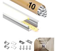 GEEKLUX Profilé LED 15 × 2M, Profilé Aluminium Led U-Forme26.7 × 10mm, Profile Alu pour Ruban led, Diffuseur avec Couvercle Blanc Crème, Convient aux Bandes led Jusqu'à 15 mm (15 * 2M(30M))