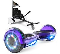 GeekMe Hoverboards avec Hoverkart, Gyropode 6.5 Pouces, Hoverboard avec Haut-Parleur Bluetooth, lumières LED, Cadeau pour Enfant, Adolescent et Adulte