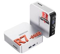 GEEKOM A6 Mini PC avec AMD Ryzen 7 6800H, AMD Radeon 680M, 16Go DDR5 RAM 1TB SSD (Extensible Double Slot) USB4, Lecteur SD, Windows 11 Pro, Silencieux Mini Ordinateur Métallique Boîtier en Aluminium