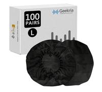 Geekria 100 Paires de Grandes Housses de Casque jetables en Tissu Non tissé Protecteur de Coussinets d'oreille oreillette sanitaire Extensible, Convient aux Casques de 4,33" à 6,29" (Noir)