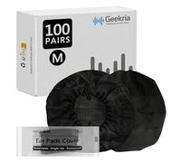 GEEKRIA 100 Paires de protège-écouteurs jetables emballés Individuellement, Extensibles et hygiéniques pour écouteurs de Taille Moyenne (Taille M, Noir)