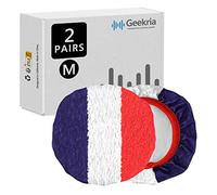Geekria 2 Paires Protège-Oreilles en Tissu Flexible - Certification Sécurité Produit - Lavable & Extensible pour Casques Circumauraux, Coussins Anti-Sueur pour Sport, Jeux (M/Drapeau Français)