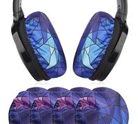 Geekria 2 Pairs Flex Fabric Headphones Ear Covers - Product Safety Certified - Washable & Stretchable Earcup Protectors for Over-Ear Headsets, Sweat Pads for Gym, Gaming (Size M/Diamond)