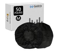 Geekria 50 Pairs Individually Wrapped Disposable Headphone Covers, Stretchable Sanitary Ear Pads Covers, Hygienic Ear Cushion Protector for Medium-Sized Earpiece Bulk Pack (Size M, Black)
