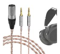 Geekria Apollo Câble pour casque équilibré 4 broches XLR vers double 3,5 mm, câble de remplacement argenté, compatible avec HIFIMAN Sundara Edition XS Ananda Arya HE400se, Denon D7200 D5200, 1,5 m