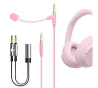 GEEKRIA Boom Mic Câble de casque compatible avec Sony, Skullcandy,Soundcore,Beats,Audio-Technica 3,5 mm Jack Nylon tressé Cordon de remplacement avec microphone perche pour jeux et réunions(5,6 pi)