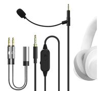GEEKRIA Boom Mic Câble de rechange en nylon tressé pour casque compatible avec JBL Tune 770NC, Live 500BT, jack 2,5 mm avec microphone à perche et volume pour jeux et réunion (noir, 1,7 m)