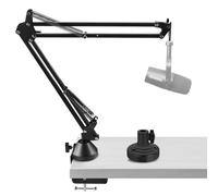 Geekria Bras de micro pour créateurs compatible avec Shure MV7+, MV88+, SM7B, MV7, MV7X, SM57, adaptateur de bras perche, support de suspension, fixation bureau