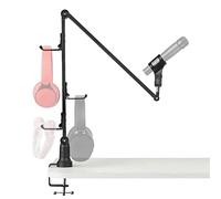 Geekria Bras de Microphone pour créateurs, Bras de Micro avec Supports pour écouteurs, Bras de Micro Ciseaux, Support de Bureau Compatible avec Audio-Technica ATR2100x-USB, Samson Q2U, Shure SM58