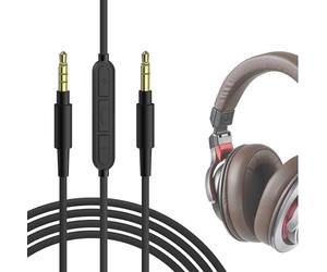 GEEKRIA Câble audio avec micro compatible avec les casques ATH-M50xBT2/M20xBT/SR5, câble stéréo de remplacement 3,5 mm avec microphone intégré, 1,7 m