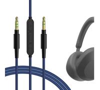 GEEKRIA Câble audio avec micro compatible avec les casques Sony ULT WEAR, WH-1000XM5/1000XM4, câble stéréo de remplacement auxiliaire 3,5 mm vers 3,5 mm avec microphone intégré (1,2 m / 4 pi)