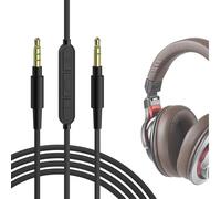 GEEKRIA Câble audio avec micro, compatible avec les écouteurs ATH-M50xBT2/M20xBT/SR5, 1/8" (3,5 mm) vers 3,5 mm, câble stéréo de remplacement avec micro intégré (5,6 ft/1,7 m)