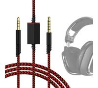 Geekria Câble audio de jeu compatible avec Astro A40 tr, A40, A30, A10 Gen 2, A10Gaming, casque en nylon tressé, câble stéréo de rechange auxiliaire de 3,5 mm avec commande mute (2 m), rouge