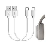 GEEKRIA Câble de charge court pour casque de type C, compatible avec Sony WH-1000XM5 1000XM4 1000XM3 XB910N CH710N WF-C500, câble d'alimentation de rechange USB-A vers USB-C (lot de 2)