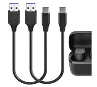 GEEKRIA Câble de charge court USB pour écouteurs compatible avec Sennheiser ACCENTUM True Wireless, câble d’alimentation de remplacement USB vers USB-C (1 ft/30 cm lot de 2)