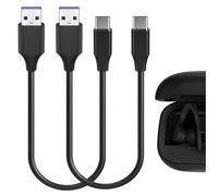 GEEKRIA Câble de charge rapide tressé en tissu pour écouteurs Type-C, compatible avec Beats Fit Pro, Studio Buds, cordon de charge court de remplacement USB vers USB-C (1ft / 30cm 2Pack)
