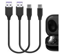 GEEKRIA Câble de charge rapide tressé en tissu pour écouteurs Type-C, compatible avec SAMSUNG Galaxy Buds Live, Buds Pro, cordon de charge court de remplacement USB vers USB-C (1ft / 30cm 2Pack)